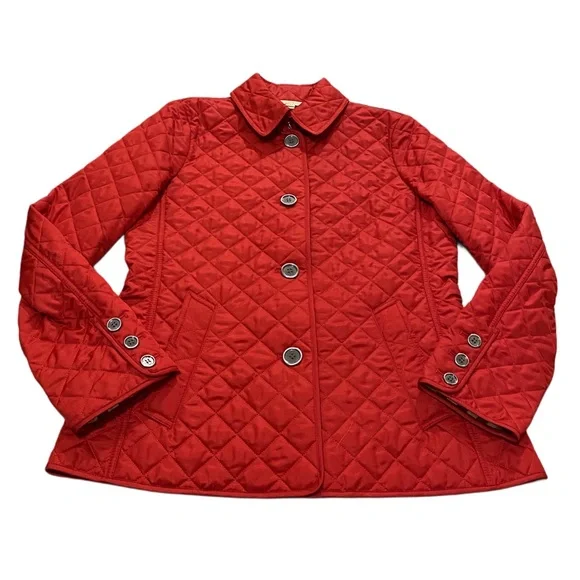 Burberry Brit Copford Red Quilted Button Jacket Size Medium - Picture 2 of 15